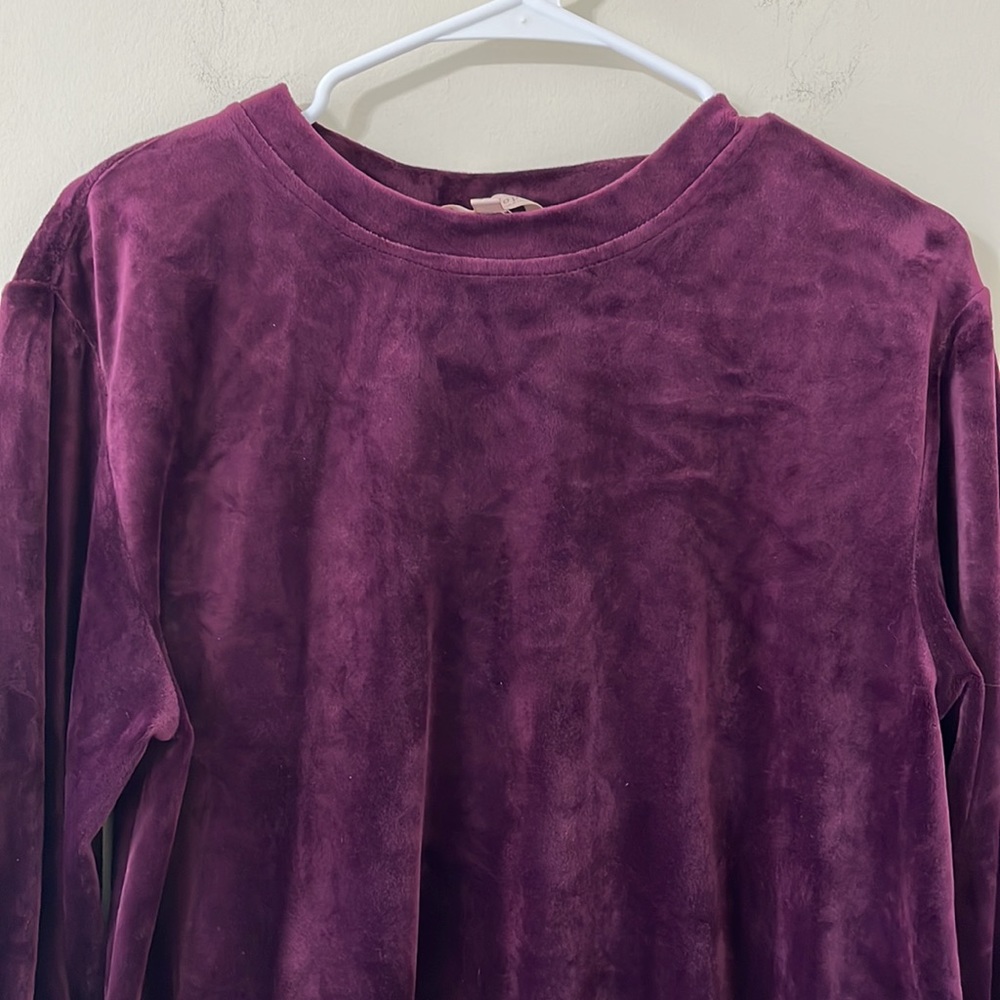 Philosophy Purple Velvet Long Sleeve Bell Sleeve Bow Detail Blouse Size Medium - Picture 2 of 9